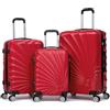 R.Leone Valigia da 1 pezzo Fino a Set 4 Trolley Rigido grande, medio, bagaglio a mano adatto Ryanair 55x40x20cm e beauty case 8 ruote in ABS 2092 (Rosso, Set 3 S M L)
