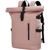 BOJHGO Zaino alla moda con parte superiore arrotolabile for donna, espandibile, impermeabile, borsa for laptop da 15,6 pollici, grande capacità, viaggio, zaino casual for la scuola Zaino Rolltop(Pink)