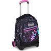 Seven Trolley Scuola New Tech, Nero, 3 in 1, Triplo Uso, Zaino con Carrello Sganciabile e Crossover System, Viaggio, Bambina Ragazza