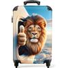 NoBoringSuitcases.com Valigia Trolley per Bambini 55x40x20 cm, Leone Dorato-Marrone