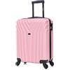 R.Leone Valigia 55x40x23 cm Trolley Bagaglio a Mano 4 Ruota in ABS Wizz, ITA Airways,EasyJet 9002 (Rosa Pastello, S Bagaglio a mano)