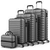 NUMADA NEWTECK NUMADA - Set di valigie 4pzs (53/63/75cm) e borsa da toilette Mod Grigio. ABS Resistente, Leggero, Lucchetto con 4 ruote doppie e lucchetto combinazione laterale