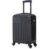 R.Leone Valigia da 1 Fino a Set 4 Trolley Rigido grande, medio, bagaglio a mano e bagaglio EasyJet 45X36X20cm 4 ruote in ABS 9002 (Nero, XS Bagaglio EasyJet)