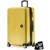 Hauptstadtkoffer Mitte - Valigia grande rigida 77 cm estensibile, valigia da stiva, serratura TSA, 4 ruote doppie, trolley da viaggio, 130 L + Etichetta bagaglio digitale, Giallo