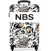 NoBoringSuitcases.com Valigia Personalizzabile, Trolley Bagaglio a Mano 55x40x20 cm, 10 kg (Stampa di Leopardo - Bianco)