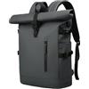 BOJHGO Zaino alla moda con parte superiore arrotolabile for donna, espandibile, impermeabile, borsa for laptop da 15,6 pollici, grande capacità, viaggio, zaino casual for la scuola Zaino Rolltop(Grey)