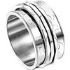 JewelryWe Retro Fidget Spinner Anello Donna Luna e Stella Modello Rotabile Ansia Sollievo Dell'ansia Anello Band Anello In Acciaio Inox, 65 (20,7 cm), Acciaio inossidabile