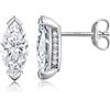Jiahanzb Orecchini a Bottone da Donna con Zirconi Cubici in Argento 925 Orecchini Marquise con diamanti Gioielli Ipoallergenici Regali per Donne Uomo 6 mm