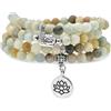 oasymala Bracciale Mala da 6 mm con 108 perline, collana Yoga Zen con ciondolo Buddha e loto per la preghiera (Amazzonite)