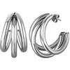 MAISON GIOIELLI FIRENZE - OHANA Orecchini Tre Cerchi in Acciaio Placcato Oro, Coppia di Orecchini Cerchi Hoop, Chiusura a Farfalla, Ipoallergenici, Antigraffio e Waterproof (argento)
