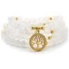 oasymala Accessori per la meditazione, 108 perle Mala, ciondolo albero della vita in oro, bracciale o collana di perle yoga per uomo o donna (Giada bianca (White Jade))