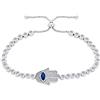 Bling Jewelry Amuleto Turco Talismano Malocchio Hamsa Mano Charm Bracciale Slide Bolo Per Le Donne Adolescenti Regolabile Scorrevole Ball Clasp Bracciale Argento Placcato