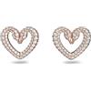 Swarovski Orecchini a lobo Una, Cuore, Piccalo, Bianchi, Placcato color oro Rosa