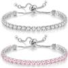 Suyi Bracciale tennis da donna con zirconia cubica, regolabile, bracciale scorrevole, lega