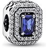 PANDORA Timeless, ciondolo rettangolare scintillante in argento Sterling con cristallo blu principessa e zirconia cubica trasparente, Rettangolare Blu
