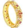 gioiellitaly Anello rosario pavè argento 925 dorato con zirconi bianchi e rossi Anello unisex Gioiello Uomo Donna (24)