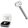 Monster Piercing 14k oro bianco artiglio imposta 2,5 millimetri rotonda pietra CZ 22 Gauge naso osso perno del naso Piercing