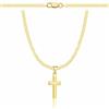 ZELYA Collana d'oro con croce/medaglione - catena a maglia panzer placcata oro 925/585 14K per ragazze e ragazzi - 45-60 cm collana per comunione con croce, collana per bambini per comunione e