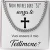 Bramart Collana Cubana Uomo Testimone idea regalo compleanno - Idee Regali per lui - Testimone Matrimonio - Cofanetto con DEDICA incluso (Testimone Proposta - Argento)