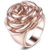 Generic Anello con fiore di rosa, in acciaio al titanio, placcato oro rosa, sigillo per matrimonio o fidanzamento, Metallo