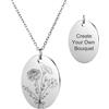 INBLUE Personalizzato Inciso Nascita Fiore Disc Collana per Donne Testo Inciso Ciondolo Ovale Acciaio Inossidabile Combinato Nascita Bouquet Collana Moda Dainty Gioielli Regalo per Compleanno - D3