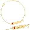 Sakrami Bracciale Bambina o Bambino in Oro 9KT con Cuore Smaltato Rosso e Cuore Pendente - Idea Regalo per Nascita, Battesimo o Comunione con Scatola Personalizzabile con Dedica Incisa
