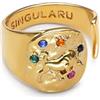 SINGULARU - Anello Organic Colors Zodiac. Ottone con Placcatura in oro 18 kt e Zirconia. Gioielli da donna.