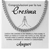 Bramart Regalo Prima Comunione Uomo Collana Cubana in Acciaio Inox Lucidato di Altissima qualità Idea Regalo per lui Cresima - Cofanetto con DEDICA incluso (Cresima)