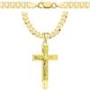 AMAR Collana in oro da uomo con croce 585, catena a croce 925/585 - collana da uomo argento sterling oro, 70 cm