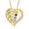 lorajewel Collana da Donna Personalizzata con Nome Pietra di nascita Collana per la Mamma Ciondolo a Cuore in Argento 925 Regalo per Festa della mamma Compleanno Natale (Oro-4 Nome)