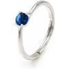 Argenteria MB Anello da Fidanzamento Solitario in Argento Sterling 925 Rodiato con Pietra Zircone Taglio Brillante da 4 mm, Disponibile con Pietre in Vari Colori, Misura anello Regolabile Blu