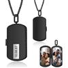 Grovjewfit Collana Medaglione Foto Personalizzata Uomo Pendente Piastrina Militare in Acciaio Inossidabile con Incisione Regalo per Papà Marito Fidanzato Festa del papà Compleanno Natale (Nero)