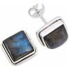 mantraroma Orecchini a bottone in argento 925 con labradorite verde e blu, orecchini con pietre preziose, vero argento sterling, regalo da donna