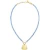 Breil, Collana Donna Collezione Private Code TJ3150, Collana di Giada Blu con Due Piastrine in Acciaio IP Gold