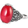 KnSam Anello da donna in argento sterling 925, con forma di drago, in argento, per donna, Hip Hop Rock Band con pietra rossa, forma ovale, Argento sterling, Pietra