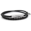 ALMENDRA Bracciale da uomo personalizzato personalizzabile con incisione scritta nome da incidere idea regalo braccialetto papà fidanzato ragazzo (Argento - Nero)