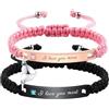 OTXIXTO Braccialetti Coordinati Personalizzati per Coppie Bracciali per Coppia Intrecciato Regolabili con Cuore Collegabile Incisione Relazione Nome Bracciale Gioielli Regali per Coppie (Stile A6)