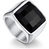 Bandmax Anello Uomo Donna in Acciaio Inossidabile, Anello Argento Uomo con Pietra Nero,Anello Misura 22.25 Circonferenza 62.1mm, Confezione Regalo
