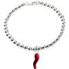 Cavaliere Gioielli Bracciale Cornetto Rossa Argento 925 Portafortuna Donna Uomo Regolabile (Cornetto Rosso)