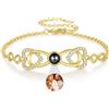 Amsgedhie Bracciale Personalizzato con Proiezione Foto per Donna Bracciale Infinita con Incisione per Mamma, Nonna, Fidanzata Regalo per San Valentino Festa della Mamma (C-Oro)