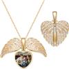 ZqlDDayUP Collana con foto personalizzata Ciondolo a forma di cuore con foto e ali d'angelo Ciondolo a forma di cuore personalizzato Collana con gioielli commemorativi personalizzati Regali per donne
