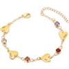 Presentimental Bracciale da Donna con Pietra portafortuna Bracciale Personalizzato a forma di Cuore con 1-5 Nomi Bracciali in Oro Regalo per Donna (4 nome)
