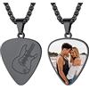 U7 U8 Collana con Foto Personalizzata Nera Pendente Plettro Chitarra Collana Uomo Chitarra Plettro Musica Personalizzata con Foto Acciaio Inossidabile, Originale Idee Regalo per Uomo Donna