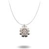 gioiellitaly Collana Fiore Cammeo Zirconi in Argento 925 Rodiato | Ciondolo 1,4 cm Catenina Veneziana 45 cm gioiello artigianale made in italy da donna e ragazza