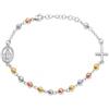 amorili Bracciale Rosario Donna in Argento 925 con Grani Tre Colori Classico Dorato e Ramato - Simbolo Cattolico Cristiano di Fede Religioso - Braccialetto Elegante bcc1200b