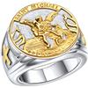 FaithHeart Anello Uomo San Michele Amuleto in Acciaio Inox 316L Antiallergico Argento Nero Retro Rilievo 3D Misure IT 14-32 Disponibili Gioielli Talismano Regalo Compleanno