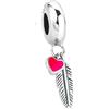 LES FOLIES DI PAOLA GRIECO Charm Piuma Indiana Portafortuna Cuore rosa Ciondolo Pendente in argento 925 - Les Folies per Pandora