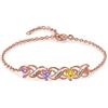 Presentimental Bracciale Infinity Personalizzato da Donna con Nome Pietra di nascita Bracciale Regalo per Donna Mamma Figlia Moglie Amica (Rosa, 4 nome)