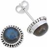 mantraroma orecchini a bottone in argento 925 con labradorite verde e blu, orecchini con pietre preziose in vero argento sterling da donna, regalo