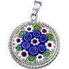 LE GEMME DI VENEZIA Murrina Millefiori In Vetro Di Murano Con Bordo e Catenina In Argento 925 Diam. 18 mm (Colore 4)